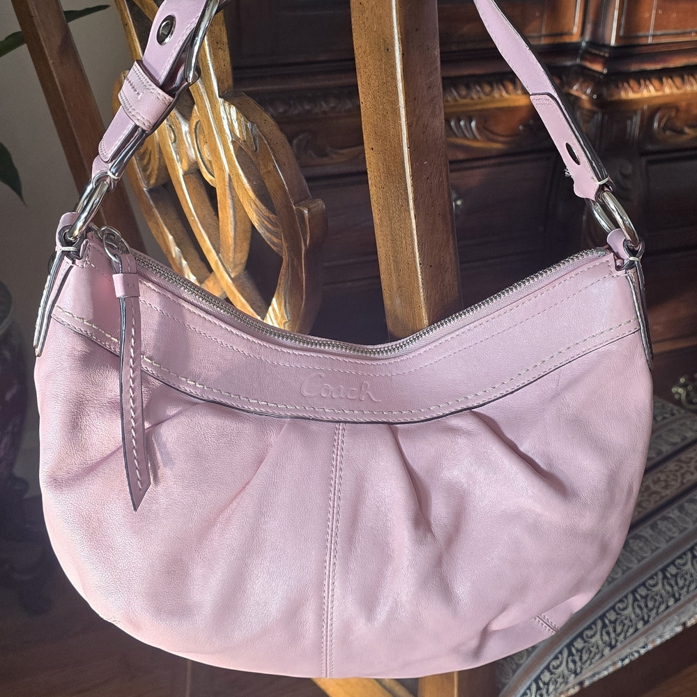 Coach Pink Leather Hobo Shoulder Bag